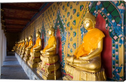 Framed Statues of Buddha in a row, Wat Arun, Bangkok, Thailand Print