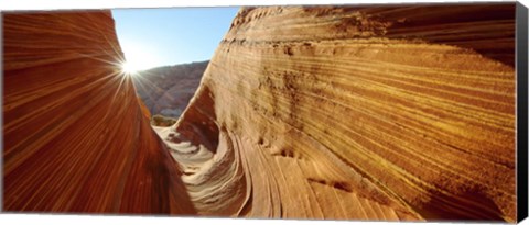 Framed Sun shining through rock formations, The Wave, Coyote Buttes, Utah, USA Print