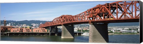 Framed Bascule bridge across a river, Broadway Bridge, Willamette River, Portland, Multnomah County, Oregon, USA Print