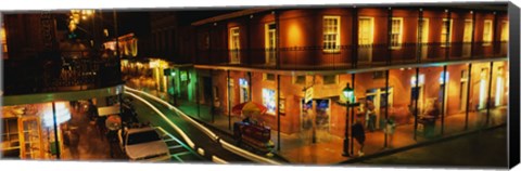 Framed Bourbon Street at night, New Orleans LA Print