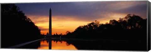Framed Silhouette of an obelisk at dusk, Washington Monument, Washington DC, USA Print