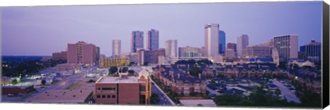 Framed Skyscrapers in a city at dusk, Fort Worth, Texas, USA Print