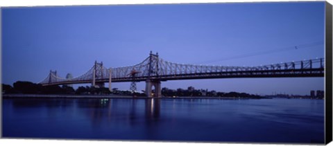 Framed Queensboro Bridge Over East River, Manhattan (blue sky) Print