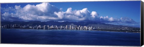 Framed City at the waterfront, Waikiki, Honolulu, Oahu, Hawaii, USA Print