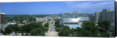Framed High Angle View Of A City, E. Washington Ave, Madison, Wisconsin, USA Print