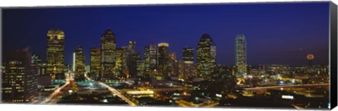 Framed Buildings at Night, Dallas, Texas Print