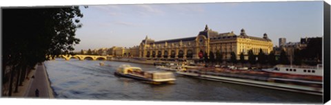 Framed Passenger Craft In A River, Seine River, Musee D&#39;Orsay, Paris, France Print