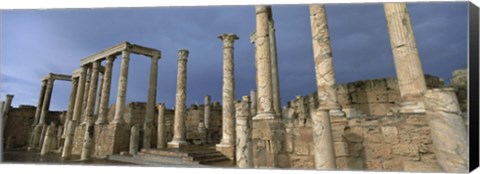 Framed Columns of buildings in an old ruined Roman city, Leptis Magna, Libya Print