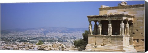 Framed City viewed from a temple, Erechtheion, Acropolis, Athens, Greece Print