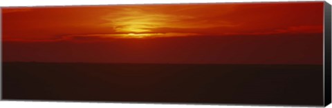 Framed Sunset over a grain field, Carson County, Texas Panhandle, Texas, USA Print