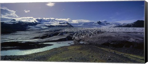 Framed Glaciers in a lake, Vatnajokull, Fjallsarlon, Jokulsarlon Lagoon, Iceland Print