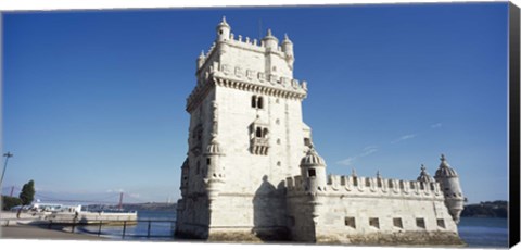 Framed Tower at the riverbank, Belem Tower, Lisbon, Portugal Print