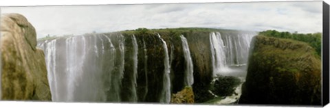 Framed Water falling into a river, Victoria Falls, Zimbabwe, Africa Print