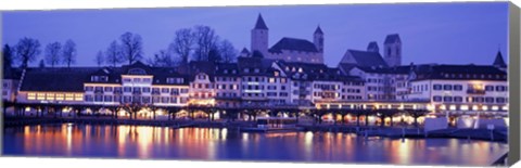 Framed Evening, Lake Zurich, Rapperswil, Switzerland Print
