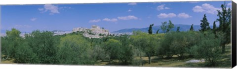 Framed Ruined buildings on a hilltop, Acropolis, Athens, Greece Print