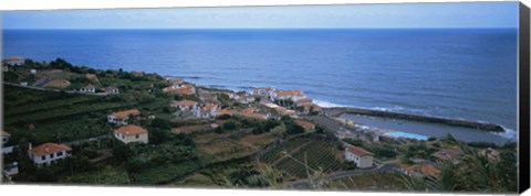 Framed High angle view of houses at a coast, Ponta Delgada, Madeira, Portugal Print