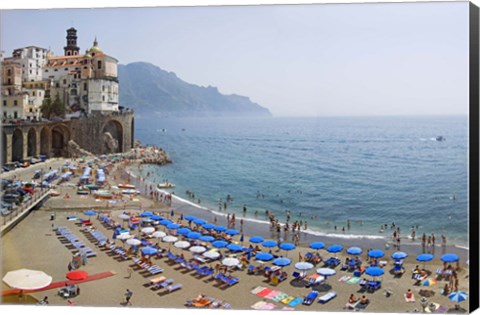 Framed Houses on the sea coast, Amalfi Coast, Atrani, Salerno, Campania, Italy Print