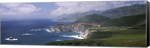 Framed Rock formations on the beach, Bixby Bridge, Pacific Coast Highway, Big Sur, California, USA Print