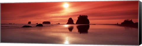 Framed Beach Sunset, Olympic National Park, Washington State Print