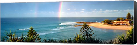 Framed Rainbow over the sea Print