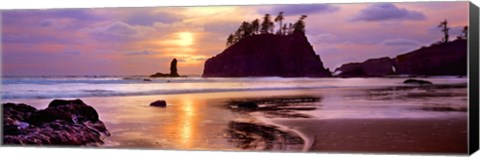 Framed Sunset at Second Beach, Olympic National Park, Washington State Print
