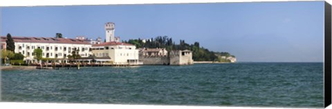 Framed Castle at the lakeside, Scaliger Castle, Lake Garda, Sirmione, Lombardy, Italy Print