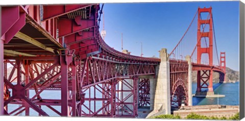 Framed High dynamic range panorama showing structural supports for the bridge, Golden Gate Bridge, San Francisco, California, USA Print