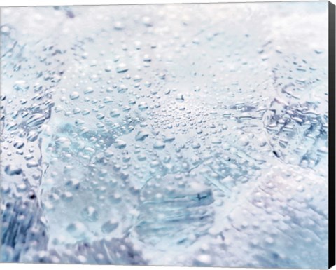 Framed Close up of water droplets on lavender glass Print