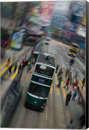 Framed Trams on a road, Hennessy Road, Wan Chai, Wan Chai District, Hong Kong Print