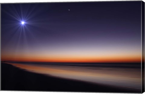 Framed Moon and Venus at twilight from the beach of Pinamar, Argentina Print