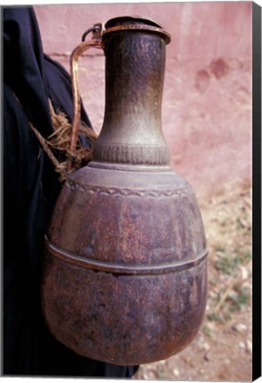 Framed Copper Water Jug is Carried from Well to Homes, Morocco Print