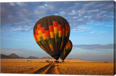 Framed Launching hot air balloons, Namib Desert, near Sesriem, Namibia Print
