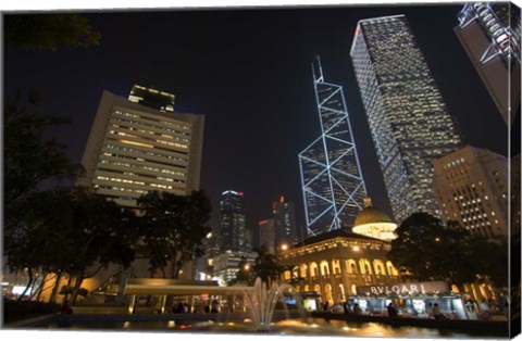 Framed City Skyline, Statue Square, Hong Kong, China Print