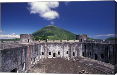 Framed 17th Century Dutch Fort, Banda Island, Indonesia Print