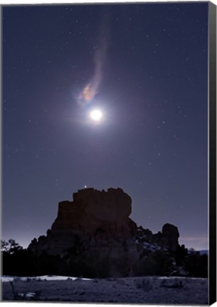 Framed Moon Diffraction over Malpais Monument Rock, New Mexico Print