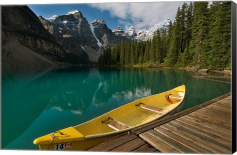 Framed Canoe along Moraine Lake, Banff National Park, Banff Print