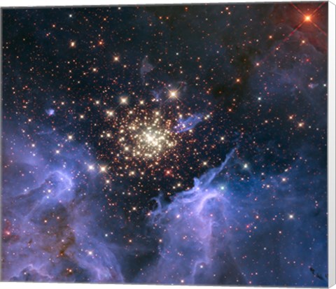 Framed Starburst Cluster Shows Celestial Fireworks Print