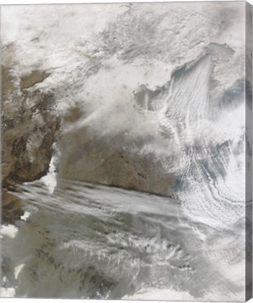 Framed Snow Cover Encircles Bo Hai and Extends to the North and West of that Water Body Print