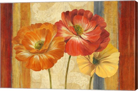 Framed Poppy Tapestry Stripes Landscape Print