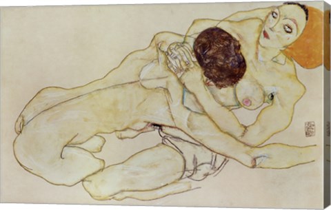 Framed Two Girls (Lovers), 1914 Print