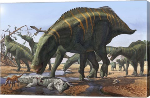 Framed Shantungosaurus Dinosaurs Print
