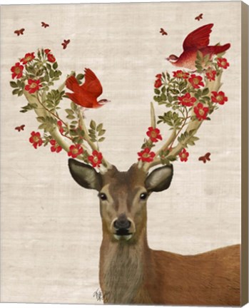 Framed Deer and Love Birds Print