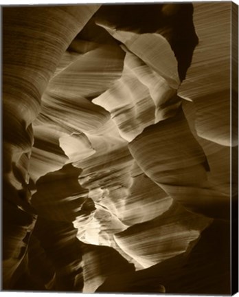 Framed Red Sandstone Walls, Lower Antelope Canyon (Sepia) Print