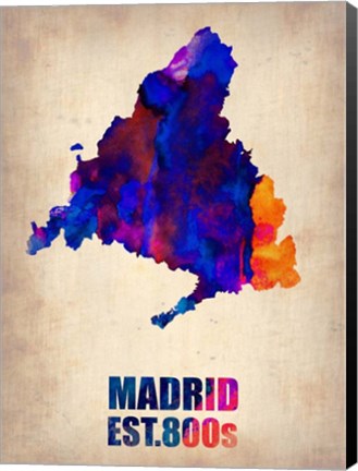 Framed Madrid Watercolor Map Print