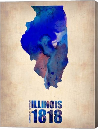 Framed Illinois Watercolor Map Print