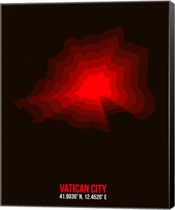 Framed Vatican City Radiant Map 1 Print