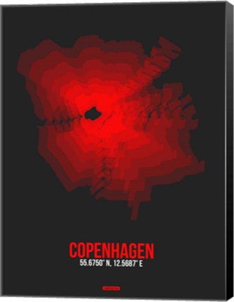Framed Copenhagen Radiant Map 3 Print