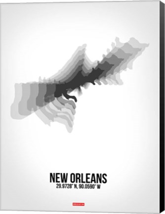 Framed New Orleans Radiant Map 4 Print