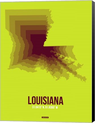 Framed Louisiana Radiant Map 3 Print