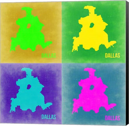 Framed Dallas Pop Art Map 2 Print